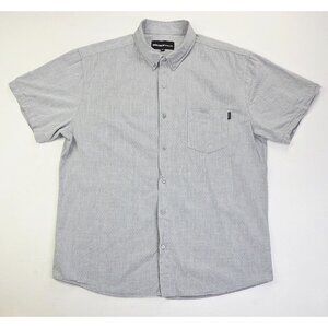 Molokai Size 2XL Men Gray White Pattern Short Sleeve Pocket Logo Tag Button Down